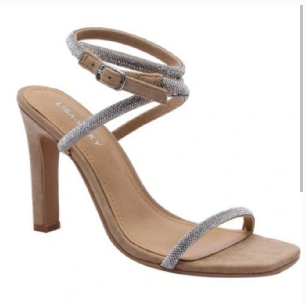Lisa Vicky Angelic Hotfix Rhinestones Straps Silver Heel Sandal 6.5